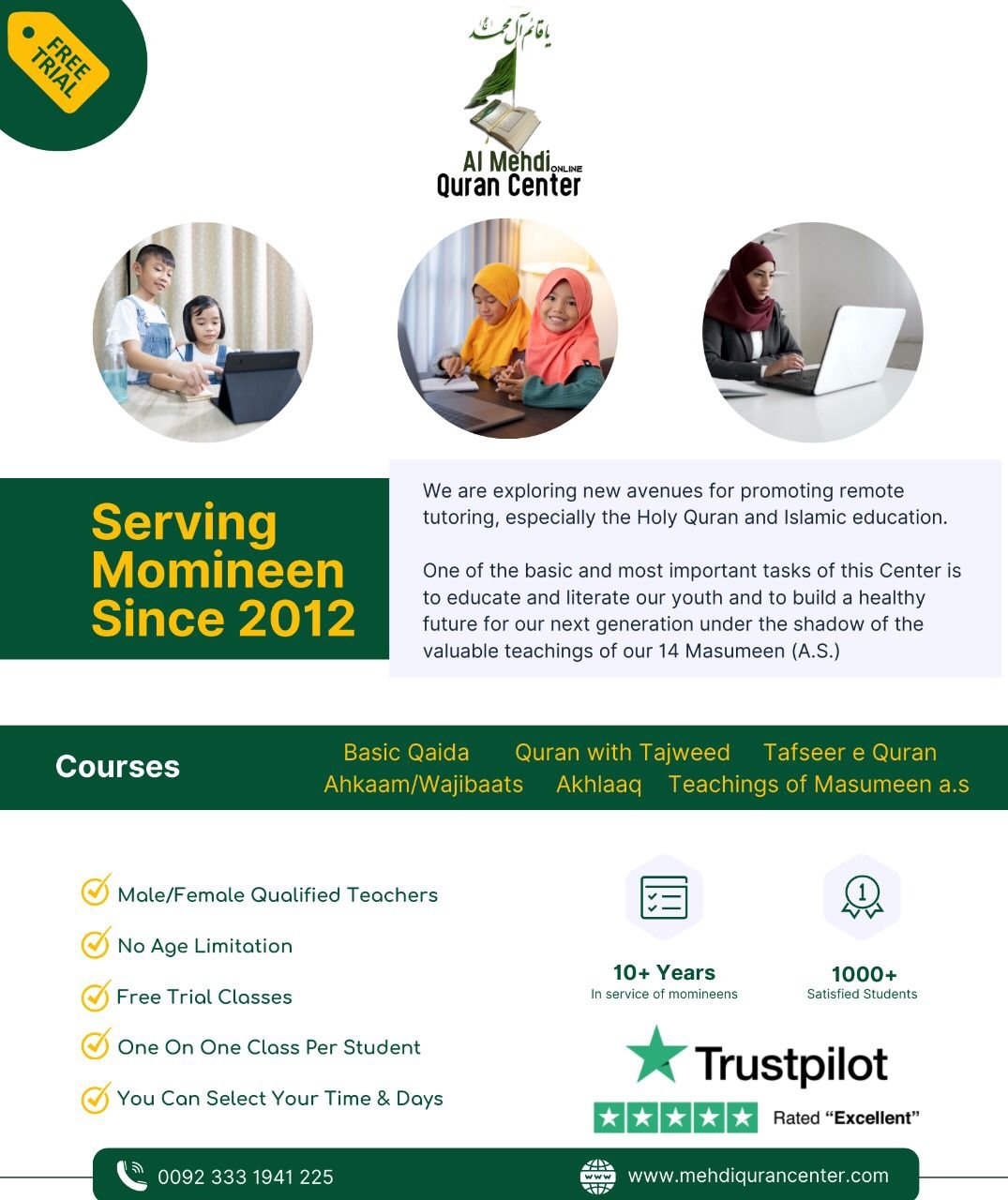 We're glad you're here at the best Quran coaching center. Looking for a trustworthy teacher to help you understand Islamic principles? We simplify learning for you in a few easy steps. Enroll Right Now! We are serving Shia Muslims in the UK (United Kingdom), USA (United States of America), Canada, Australia, Germany, Sweden, France, Spain, Newzealand, France, UAE (United Arab Emirates) & all over the world. We take classes via Skype & Zoom. Since 2012 we have served 50000+ Shia Muslims families with our online classes. Our main courses are: Basic Qaida, Quran with Tajweed, Shia Islamic Studies, Ahkaam & Wajibaats Take One on one classes per student, so the class comes with better concentration. You will get a dedicated teacher for you or your child. There is no age limitation. First, we will arrange free trial classes for you & when you will be satisfied with your teacher, we will start taking regular classes. We have the most expert Shia Online Teachers (Qari). All of our teachers are well-qualified fiqah e jafria (Shia) scholars. Looking for Shia Online Teacher? Just have a trial with us & continue with us only when you are fully satisfied.
